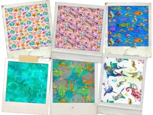Crafts Fabric 100% Premium Cotton Fabric Shining Sea by Connie Haley 112cm Wide - Picture 1 of 13