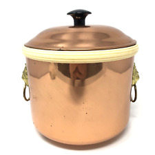 Copper Ice Bucket W/Brass Lion Head Handles VTG Coppercraft Guild Taunton Mass 