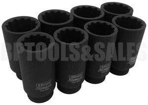 8Pcs 1/2" DR. Front & Back Wheel Drive 12-Point Deep Spindle Axle Nut Socket Set - Picture 1 of 3