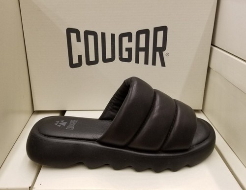 PUMA Sandali Cougar Julep in pelle nera da donna nuovi in scatola