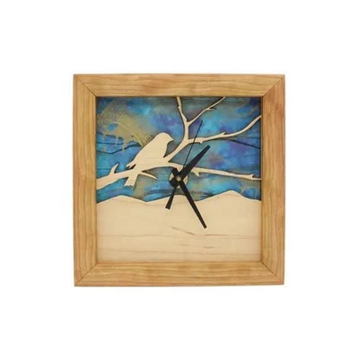 Sabbath-Day Woods Box Clock for Wall or Mantel Bird on a Branch Azure Sky - Image 1 of 2