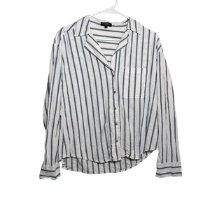 Velvet Heart Blouse Women's Medium Striped Button Up Collared Long Sleeve Top - Picture 1 of 9