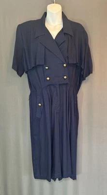 80-е Bobbie Brooks Sailor Детский комбинезон Шорты Винтажный Размер 14 Синее Золото Пуговица Морской - Изображение 1 из 4