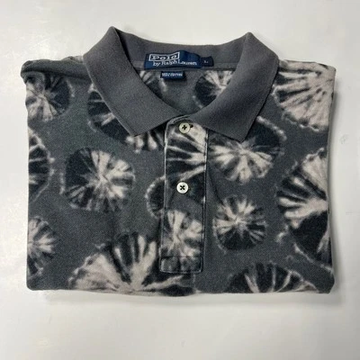 Vintage Polo Ralph Lauren Sand Dollar Tie Dye Polo Shirt Cotton Gray Mens L - Image 1 of 4