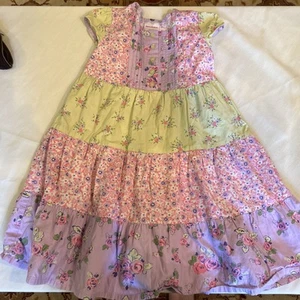 Hanna Andersson 120 7 multi color floral ruffled sleeveless dress - Picture 1 of 5