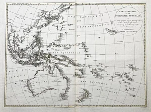 Australia Polinesia Océano Pacífico Occidental mapa van Baarsel Covens Mortier 1808 - Imagen 1 de 1