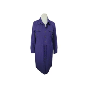 APPLESEED'S Womens Long Sleeve Belted Dress Size 12 Purple Collared Button Front - Picture 1 of 14