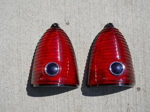 '55 Chevy Pass. Car Blue Dot Tail Light Lens Pair - Picture 1 of 1