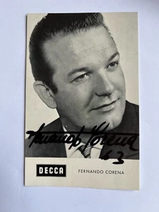 Autografo FERNANDO CORENA (†1984)-Cantante d'opera svizzero-basso-firmato DECCA-cartolina - Foto 1 di 2
