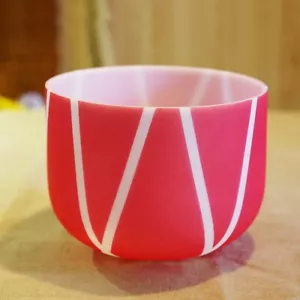 CVNC 432Hz 12"C Red Root Chakra Frosted Crystal Singing Bowl Sound Healing Bath - Picture 1 of 6