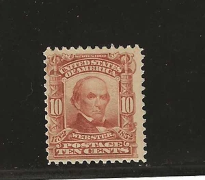 US Scott #307 mint hinged 10c red brown Webster, 1903 regular issue og f/vf - Imagen 1 de 2