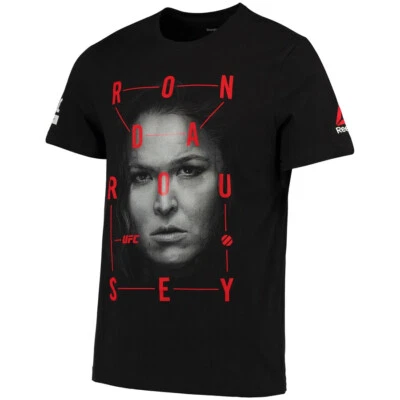 Reebok Ronda Rousey UFC MMA Size Large Men’s Fighter T-Shirt Black - Image 1 of 4