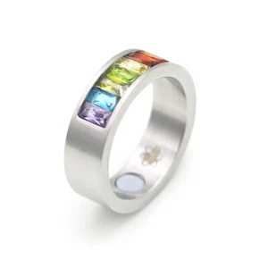 KURFÜRST 9006 Mischquadrat Swarovski Edelsteine Magnetring Rainbow Magnetschmuck - Bild 1 von 2