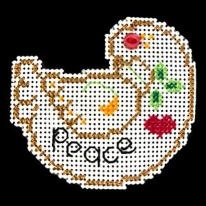 Tortora rifinita decorazione natalizia carta traforata punto croce Natale pace - Foto 1 di 4