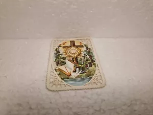 ANTIQUE DEVOTIONAL PICTURE IN THE CROSS IS QUIET! CORDULA PEREGRINA - Picture 1 of 5