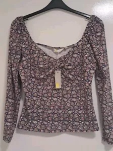 Boden Multi-coloured Sweetheart Paisley Long Sleeve Jersey Top Womens UK Size 18 - Picture 1 of 7