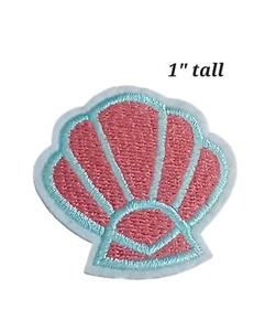Pastel Seashell Iron-On Patch, Pink Clam Badge, Sea Shell Badge, Marine Life... - Picture 1 of 1