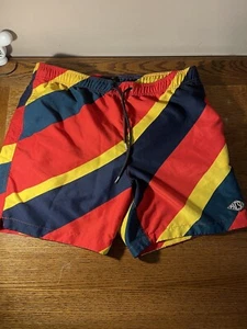 Men's Pac Sun colorblock striped swimming trunks, size M, lined, pockets - Picture 1 of 11