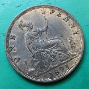 Moneda de un centavo de bronce de la reina Victoria de 1891 #335 - Imagen 1 de 2