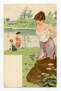 Jugendstil. Charme . Damen, Badegäste. Charm, Badeanzug - Bild 1 von 2
