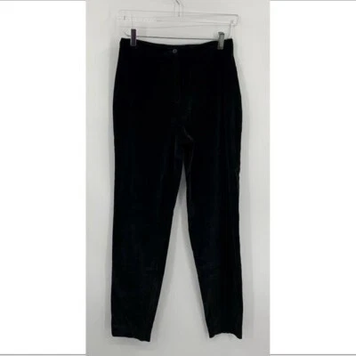 Piazza Sempione black velvet pants trousers flat front vintage Italy women 44 8 - Image 1 of 4