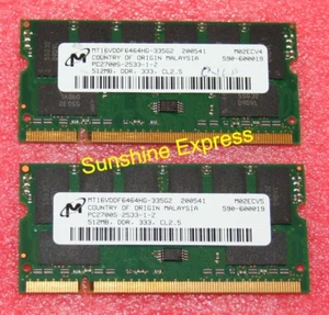 1GB 2x512MB Samsung PC-2700 333MHz SODIMM Memory Module MT16VDDF6464HG-335G2 - Picture 1 of 1