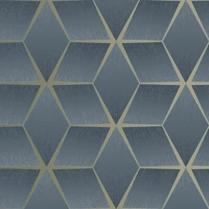 RASCH NAVY SILVER TEXTURED GEOMETRIC METALLIC QUALITY DESIGNER WALLPAPER 310634 - Picture 1 of 3