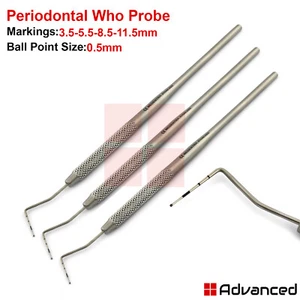 Herramienta de diagnóstico codificada por colores de detección periodontal Who sondea punta de bola de 0,5 mm 3 piezas - Imagen 1 de 1