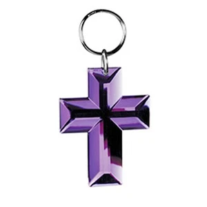Gadget portachiavi a forma crocefisso chiesa croce x parrocchia convento VIOLA - Foto 1 di 1