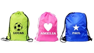 Personalisierte Name Kordelzugtasche Kinder Jungen PE Fitnessstudio Kit Schule P.E Sporttasche - Bild 1 von 7