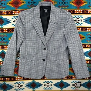 Chaqueta Blazer Nine West Pata de Gallo Trabajo Oficina Negro Blanco Talla 14 - Imagen 1 de 7