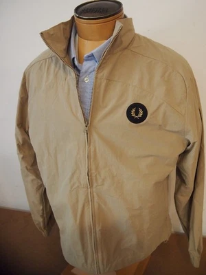 Fred Perry  Full Zip Laurel Wreath Patch Shell Jacket NWOT XXL $210 Khaki Tan - Image 1 of 4