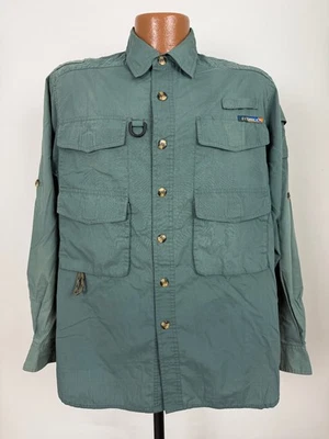 Vintage Ex Officio Shirt Men Small Travel Hiking Fishing Button Up Pockets Green - Image 1 of 4