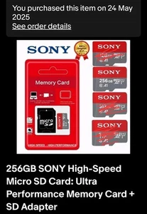 256GB SONY High-Speed Micro SD Card: Ultra Performance Memory Card + SD Adapter - Zdjęcie 1 z 3