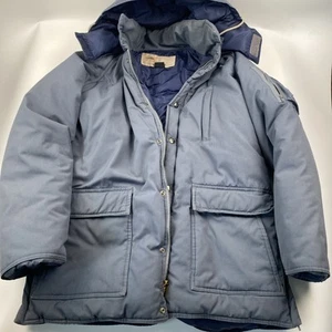 Vintage 1970s Camel Brand Goose-down Puffer Bomber Jacket L Blue - Picture 1 of 16
