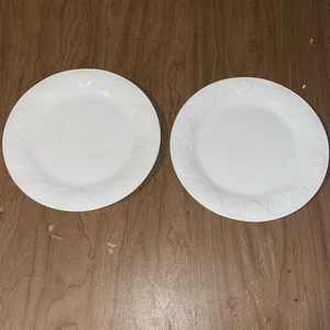 Gibson Sea Shells White Dinner Plates 10.5" Embossed Seashell Rim Vintage 2 - Picture 1 of 5