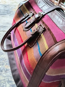 Vintage Leather Kilim Travel Bag Duffle Bag Shoulder Strap Carpet Weekender Boho - Picture 1 of 18