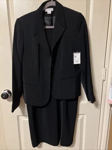NWT Vintage Worthington Womens 10 Black Business Long Skirt Suit Blazer Jacket - Picture 1 of 18
