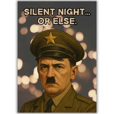 HANDMADE Funny Christmas Card Adolf Hitler Historical Dark Humour Silent Night Him Her
