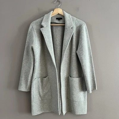Suéter Blazer J Crew Para Mujer Sophie Frente Abierto Bolsillos Mezcla Lana Merino Gris M Foto 1 de 4
