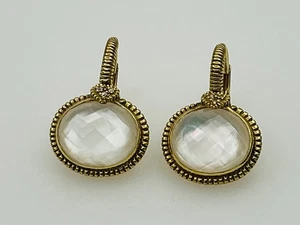 Pendientes de cuarzo y diamantes de oro amarillo de 18 quilates de diseñador Judith Ripka para dama Estate - Imagen 1 de 7