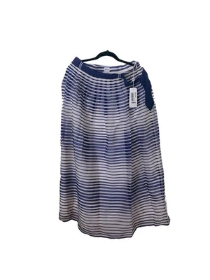 Silk Armani Collezioni Long Skirt,Striped BNWT . Women’s Size 10, Blue White - Imagem 1 de 4