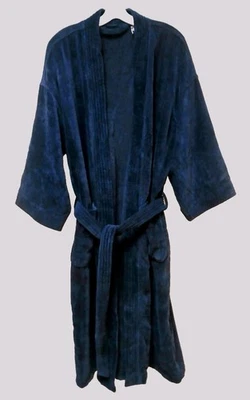 De Colección Cherokee Azul Marino Algodón Terrycloth Terciopelo Bolsillos Gran Tamaño Albornoz Para Hombres S/M Foto 1 de 4