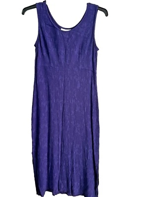 Vestido maxi vintage anos 90 tamanho 10 regata de mármore roxo enrugado longo Karin Stevens - Imagem 1 de 4