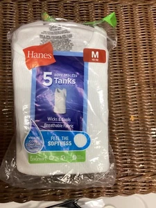 Boys NWD "Hanes" white sleeveless tank undershirts. Size M 10-12. ONLY 4 TANKS - Picture 1 of 2