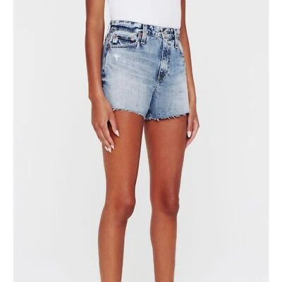 AG | Denim Alexxis Short Cintura Alta Vintage Fit Borda Bruta Tamanho 27/4 | NOVO COM ETIQUETAS - Imagem 1 de 4