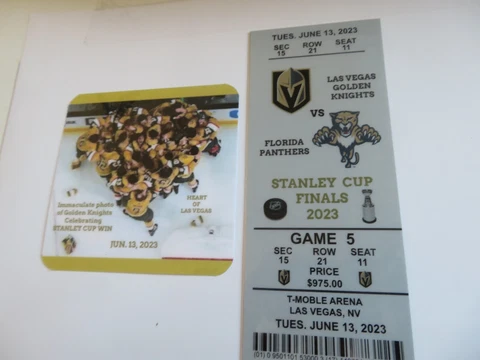 VEGAS GOLDEN KNIGHTS GAME 5 TICKET WINS THE STANLEY CUP 6-13-23 + TEAM MAGNET Cover