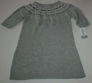 New Carter's 7 year Girls Dress Sweater Gray Metallic Silver Holiday Long Sleeve - Picture 1 of 3