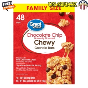 Einzeln verpackte Chocolate Chip Müsliriegel Vollkorn Snack Riegel 48 Stück - Bild 1 von 7