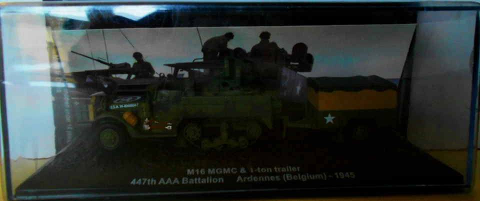 TANK CARRO ARMATO M16 MGMC & 1-ton trailer Ardennes Belgium 1945scala  172 - Immagine 1 di 1